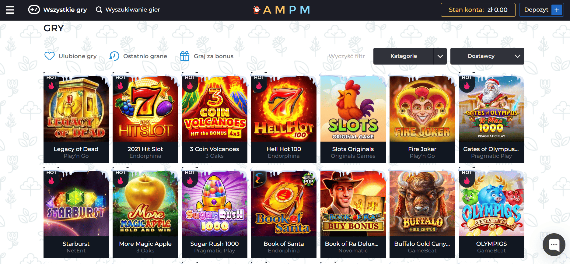 AMPM Casino - Szeroki wybór gier kasynowych dla graczy z Polski